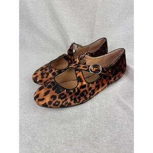 A New Day Leopard Print Mary Jane Flats Crisscross Buckle Strap Shoes 7